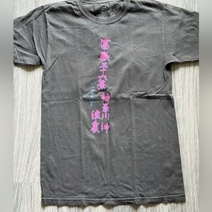 Graphic Tee in Black with Pink and Blue Accents